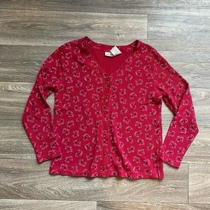 🌺 Red Scottie print pajama shirt